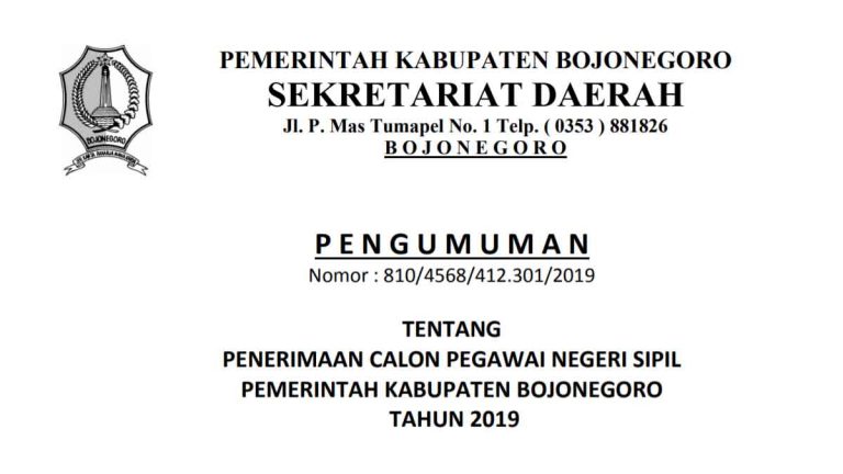 Berikut Ini Tata-Cara Pendaftaran CPNS 2019 di Bojonegoro