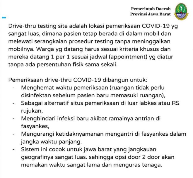 Pemprov Jabar akan Gelar Tes Massal Covid-19