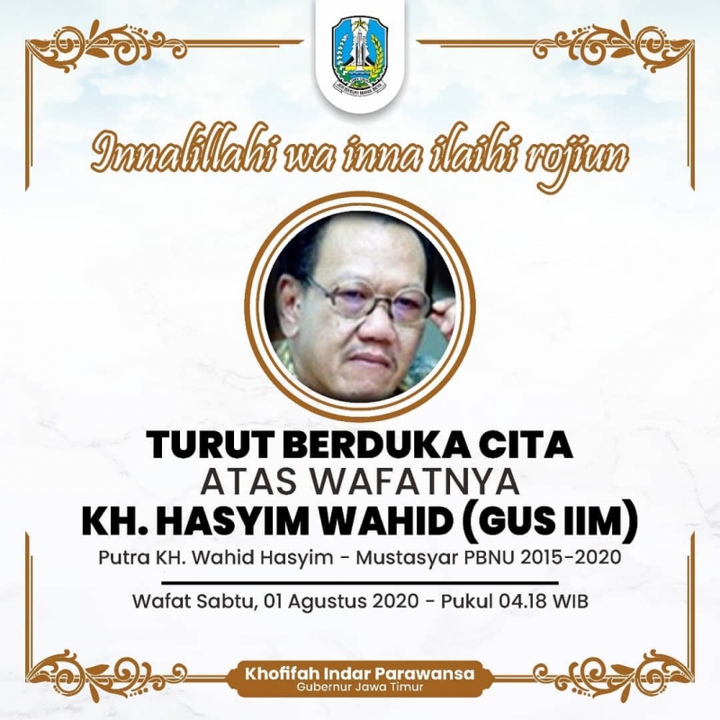 Gubernur Jatim Turut Berbela Sungkawa atas Meninggalnya KH Hasyim Wahid