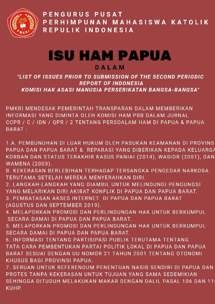 PP PMKRI Tuntut Pemerintah Transparan Terkait Persoalan Papua