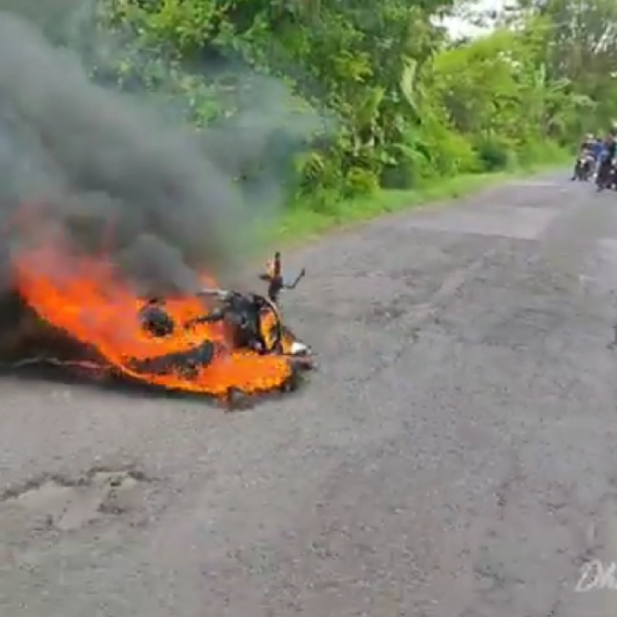 Bensin Menetes ke Kabel Busi, Motor Scoopy di Gresik Hangus Tinggal Kerangka