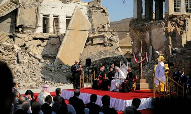 Perjalanan Terakhir Kepausan, Paus Fransiskus Kunjungi Sisa Reruntuhan Gereja yang Dihancurkan ISIS di Mosul