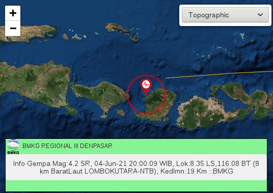 Dirasakan Sampai Karang Asam Bali, Gempa  4,2 SR Guncang Lombok