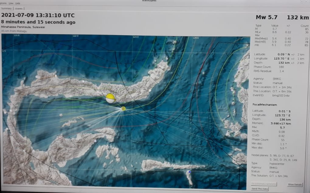 Sulawesi Utara Diguncang Gempa Berkekuatan Magnitudo 5,9