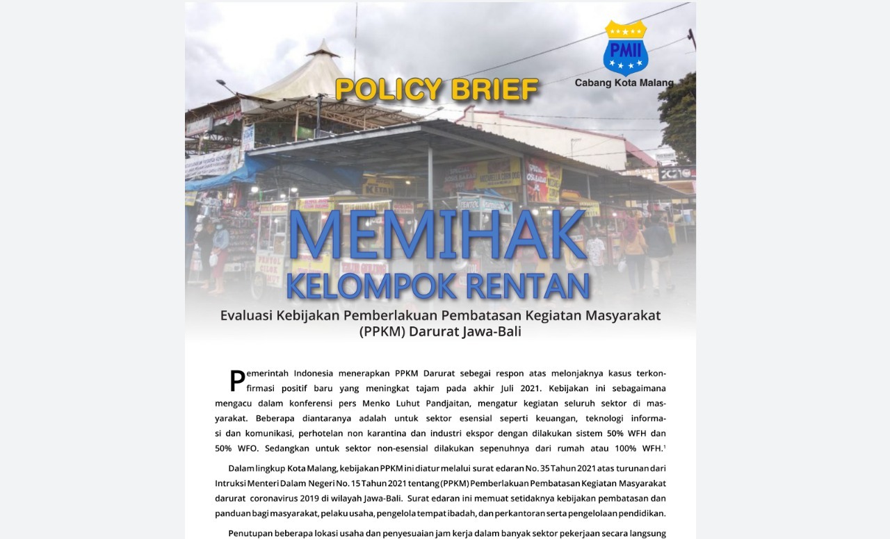 Lakukan evaluasi kebijakan PPKM darurat Jawa-Bali, PMII Kota Malang ajukan 4 rekomendasi
