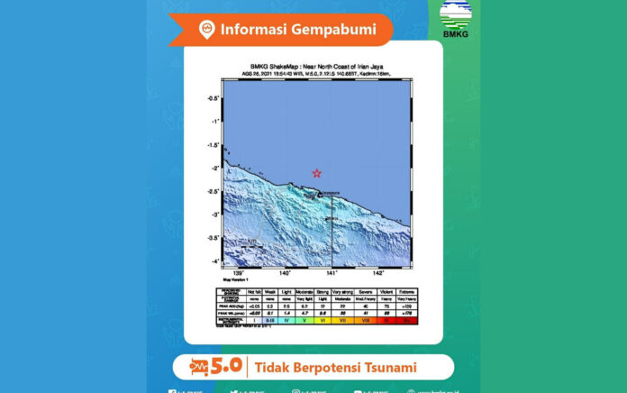 Gempa Bumi Tektonik M5,0 Guncang Jayapura