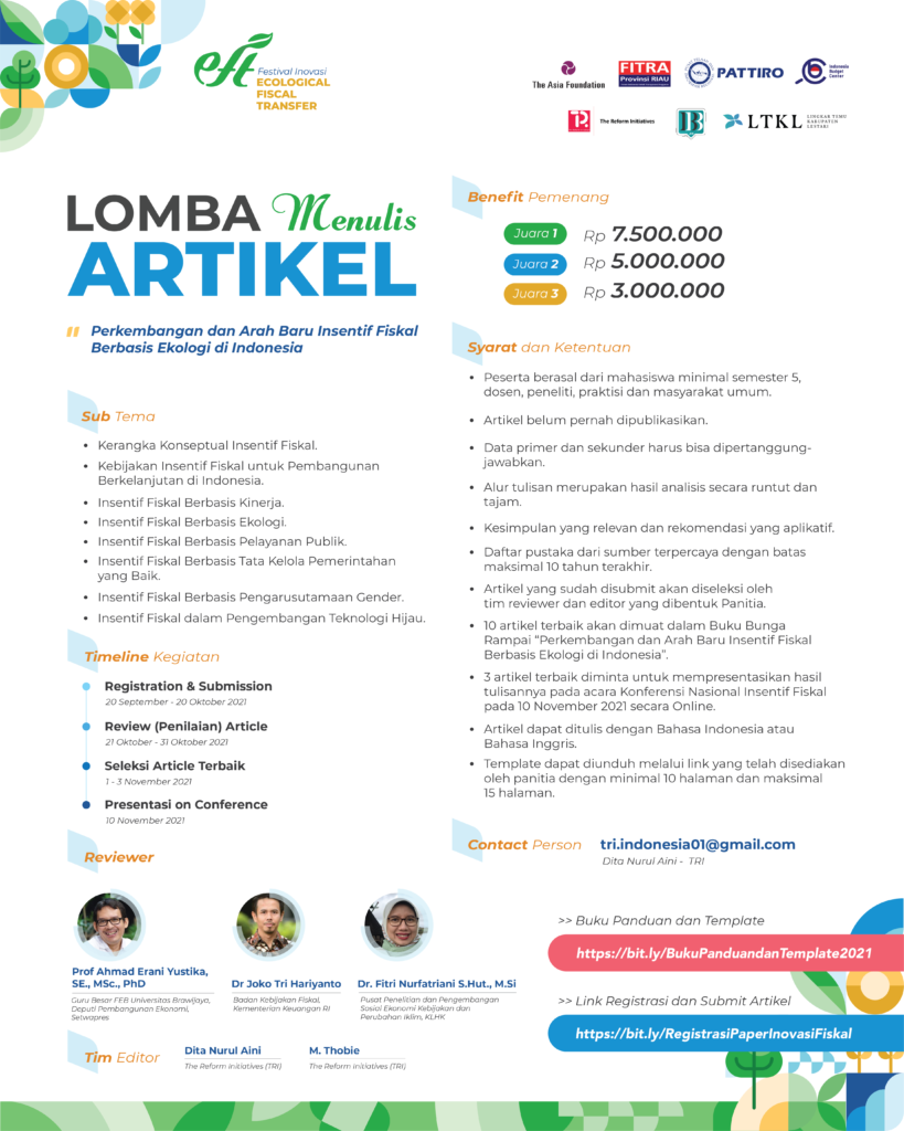 Festival Inovasi Ecological Fiskal Transfer Gelar Lomba Penulisan Artikel