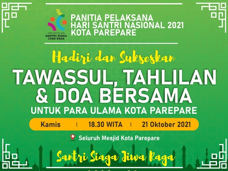 HSN di Parepare Akan Gelar Tawassul, Tahlil dan Doa Bersama Seluruh Mesjid