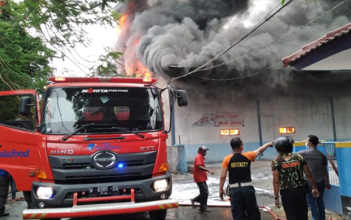 Asap Hitam Membumbung Tinggi, Pabrik Textile Driyorejo Gresik Terbakar Hebat