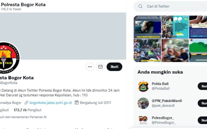 Twitter Polresta Bogor Like Akun Porno, Kapolresta Minta Maaf