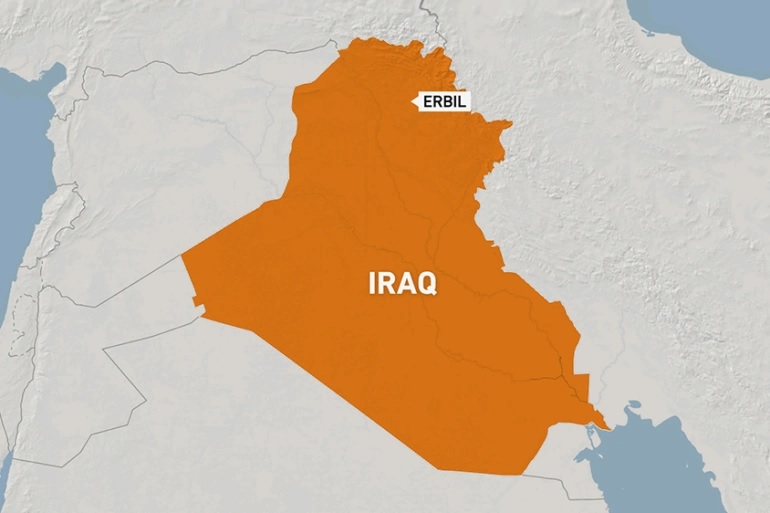 Peta lokasi wilayah Erbil Irak. Gambar: Al Jazeera.
