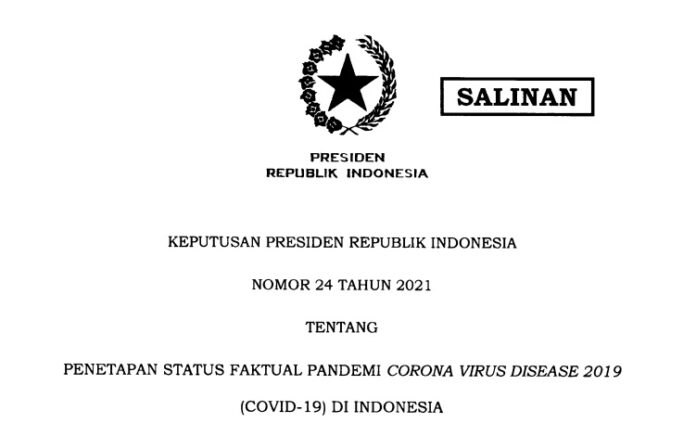 Presiden Tandatangani Keppres Penetapan Status Faktual Pandemi COVID-19 di Indonesia