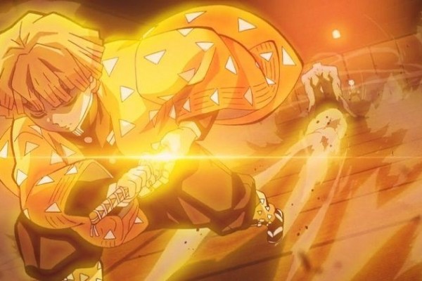 Karakter Zenitsu dan Pedang Nichirin Warna Kuning dalam Kimetsu no Yaiba