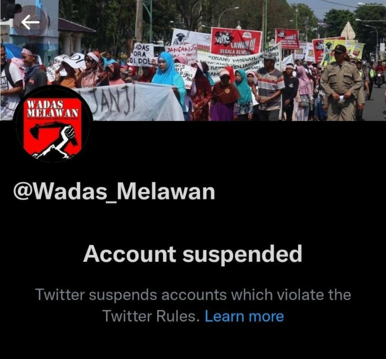 Akun Gempadewa, @wadas_melawan Ditangguhkan Twitter