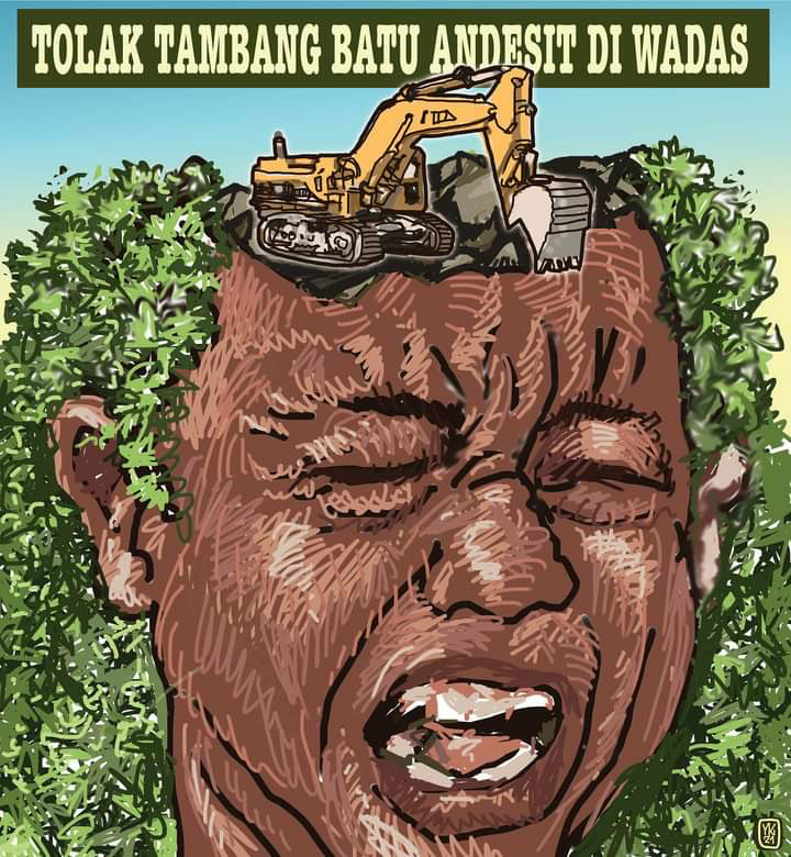 Karya Yayak Yatmaka yang dibuat untuk mendukung perjuangan warga Desa Wadas, Kecamatan Bener, Purworejo, Jawa Tengah.
