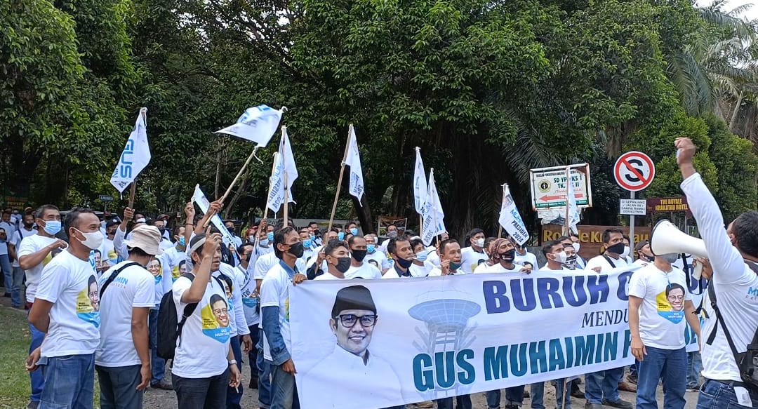 Barisan Buruh Kota Cilegon Banten gelar deklarasi dukung Gus Muhaimin maju dalam Capres 2024. (Foto: Istimewa)