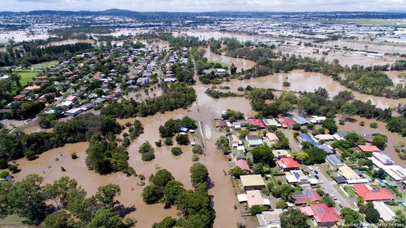 Penampakan banjir Australia pada Selasa (1/3). Foto: DW.