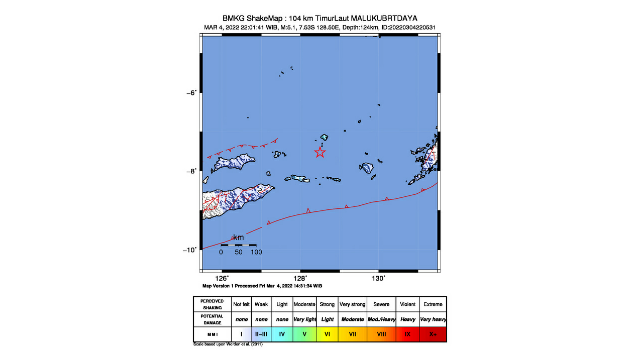 Gempa Berkekuatan M 5,1 Guncang Maluku