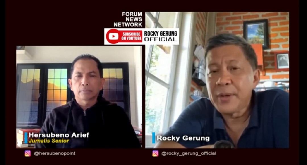 Pengamat Politik Rocky Gerung dan Hersubeno Arief membicarakan kelangkaan minyak goreng dan wacana 3 periode jabatan Presiden Republik Indonesia. (Tangkap Layar)