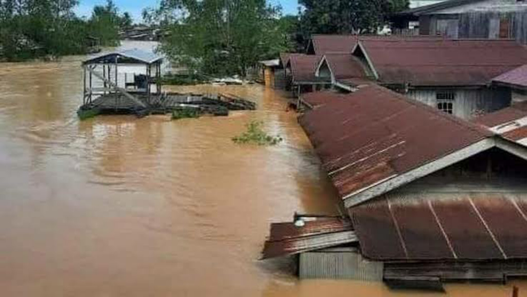 Banjir merendam pemukiman di Kutai Timur, Kaltim. (Foto: dok. Istimewa)