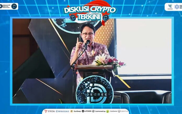 Wakil Menteri Perdagangan Jerry Sambuaga saat memberikan edukasi pada acara ‘Diskusi Crypto Terkini’ yang diselenggarakan PT Konakami Digital Indonesia di Palembang, Senin (28/3). (Foto: Tangkap Layar)