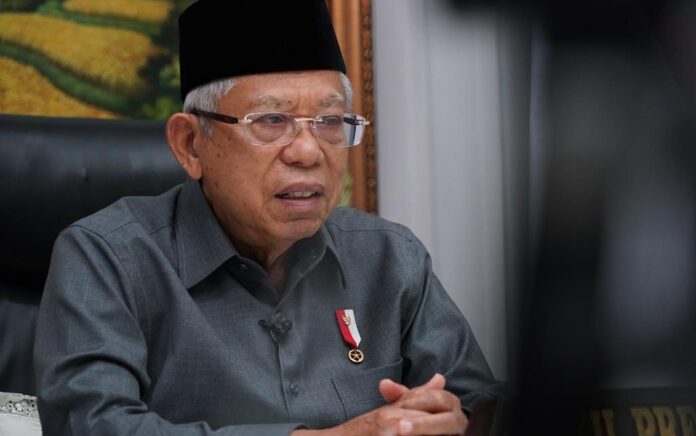Wakil Presiden Ma'ruf Amin membuka Rapat Kerja Tahunan Asosiasi Asuransi Syariah Indonesia (AASI) 2022 melalui konferensi video di Jakarta, Rabu (9/3). (Foto: Instagram @kyai_marufamin)