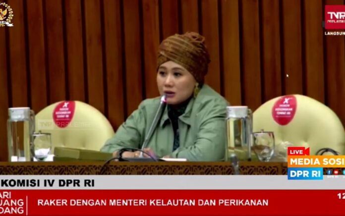 Anggota DPR RI Fraksi PKB Luluk Nur Hamidah dalam Rapat Kerja Komisi IV DPR RI dengan Kementerian Kelautan dan Perikanan Republik Indonesia (KKP RI), Rabu, 23 Maret 2022.