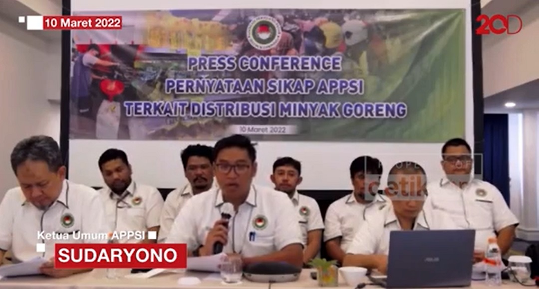 Konferensi pres sikap Asosiasi Pedagang Pasar Seluruh Indonesia (APPSI) terkait distribusi minyak goreng. (Foto: Tangkap Layar)