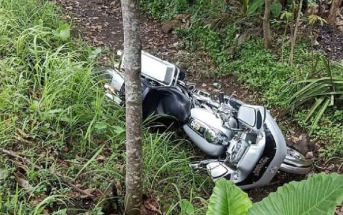 Motor gede jenis Harley Davidson yang menabrak anak kembar hingga tewas di Pangandaran. (Foto/MPI/Syamsul Maarif)