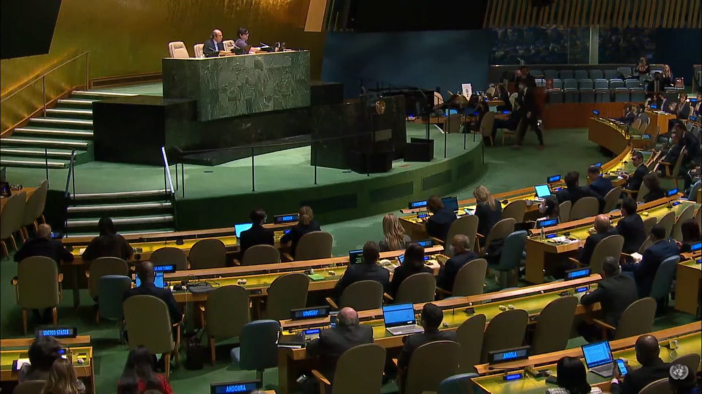 Situasi sidang Majelis Umum PBB pada Kamis 24 Maret 2022. Foto: UN.