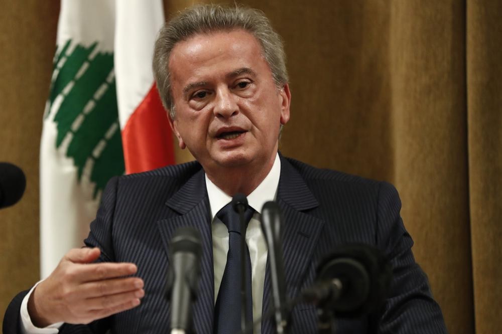 Riad Salameh, the governor of Lebanon's Central Bank, speaks during a press conference, in Beirut, Lebanon, Nov. 11, 2019. Photo: AP Photo/Hussein Malla.