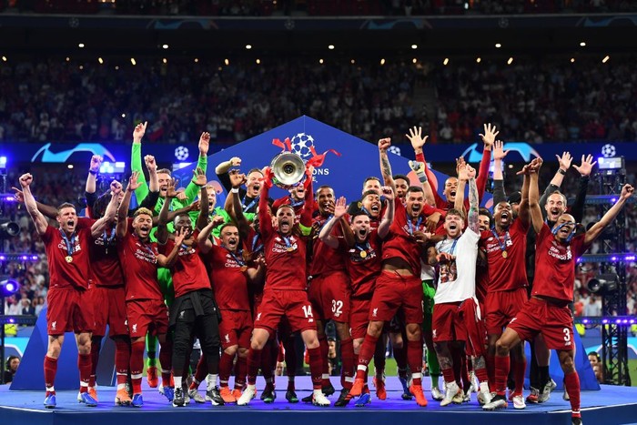 Liverpool saat merayakan kemenangannya di final Liga Champions 2018/2019 (AP Photo)