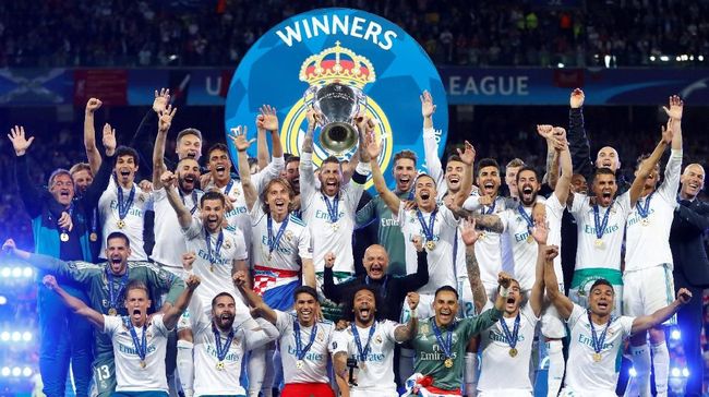 Real Madrid saat berhasil raih juara Liga Champions 2018 (AP Photo)