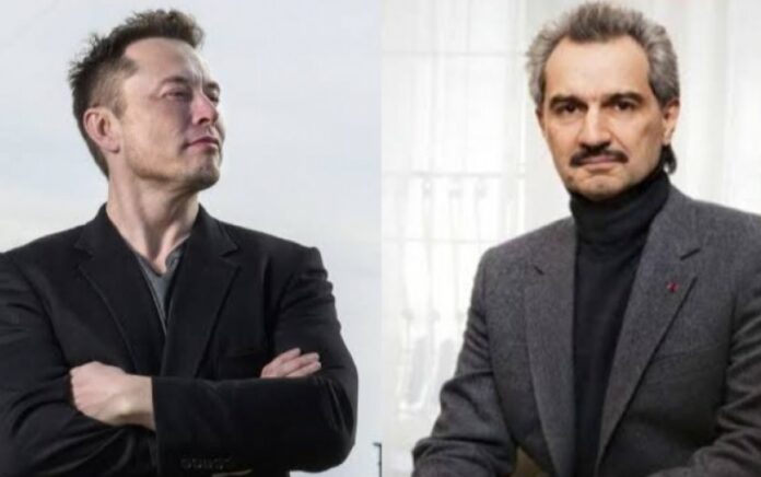 Elon Musk dan Pangeran Arab Alwaleed bin Talal Al Saud. Foto Ilustrasi: Zigi.id.