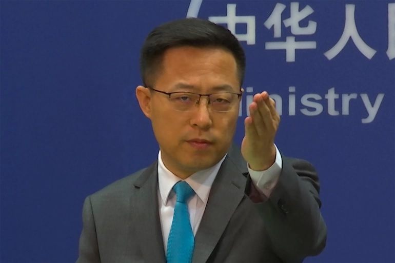 Juru Bicara Kementerian Luar Negeri China Zhao Lijian. Foto: Liu Zheng/AP.
