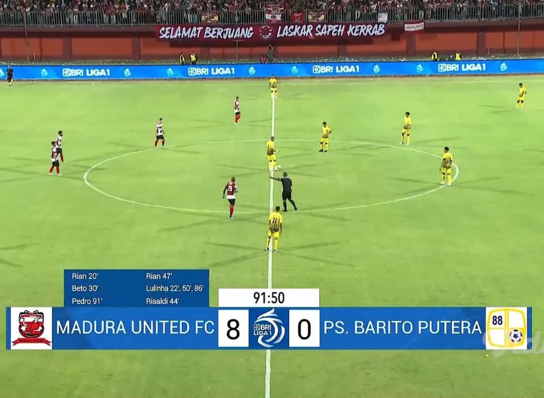 Madura United Pesta Gol ke Gawang Barito Putera 8-0