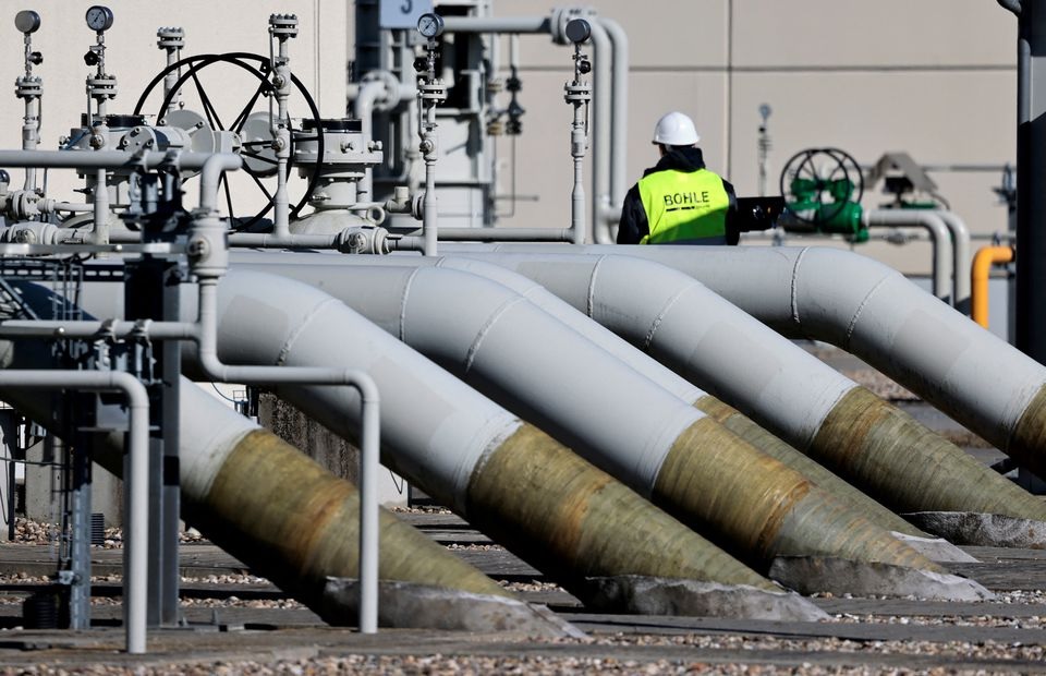 Pipa di fasilitas pendaratan pipa gas 'Nord Stream 1' di Lubmin, Jerman, 8 Maret 2022. Foto: Reuters/Hannibal Hanschke.