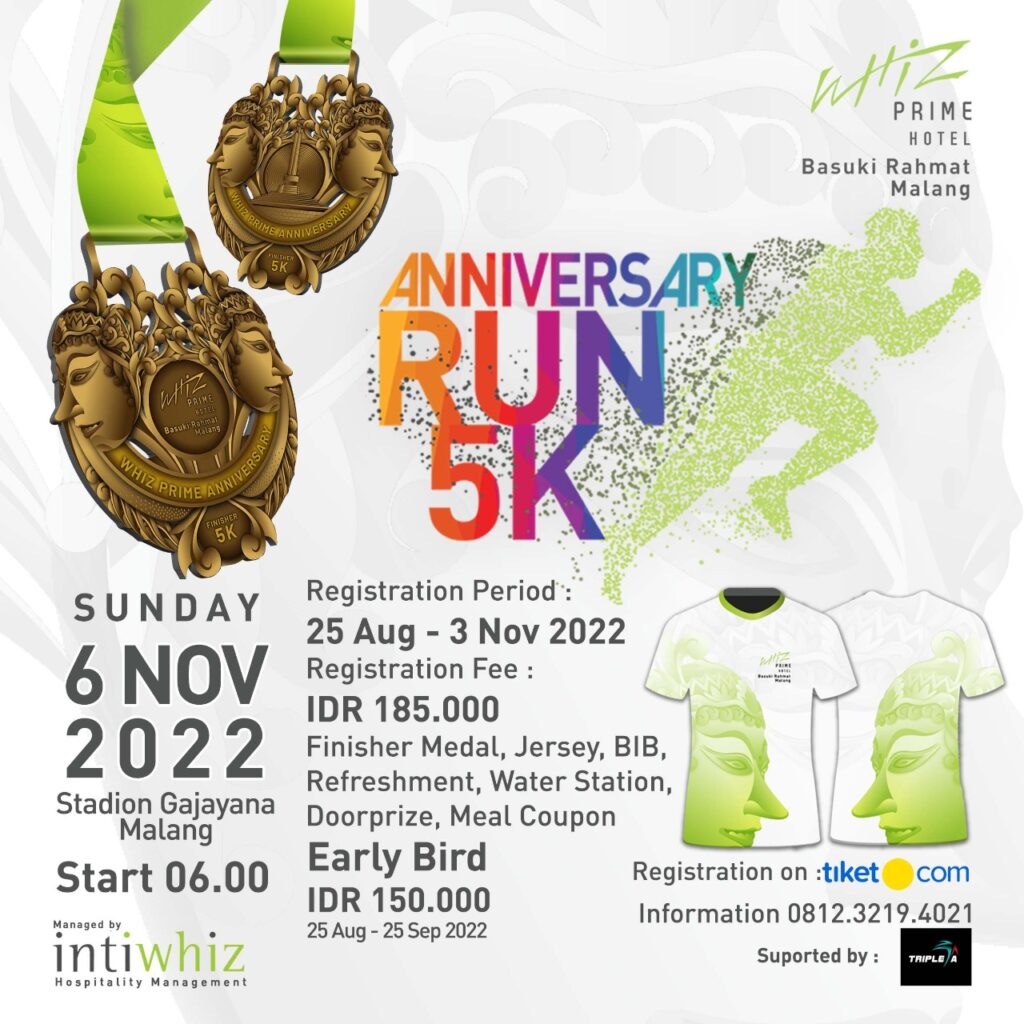 Genap Lima Tahun, Whiz Prime Hotel Basuki Rahmat Malang Gelar Anniversary Run 5K