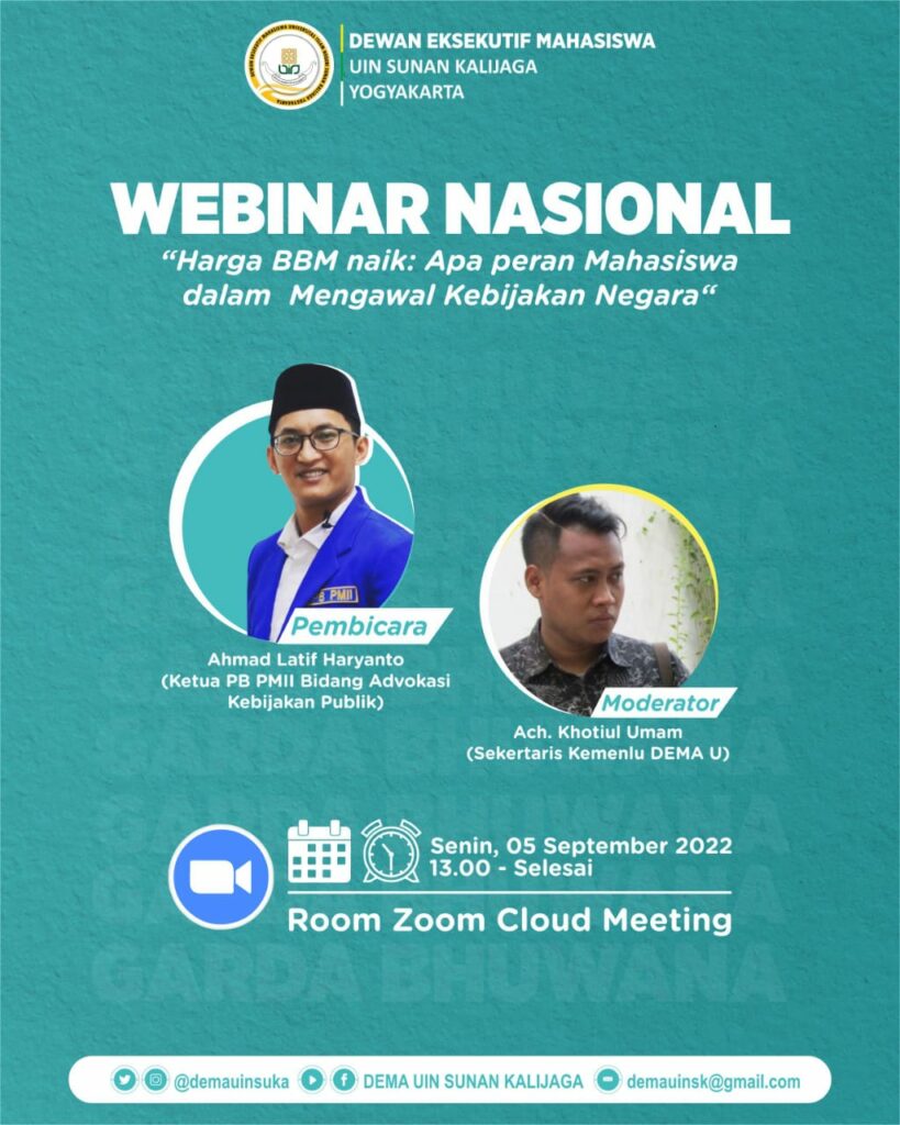 DEMA UIN SUKA Gelar Webinar Peran Mahasiswa dalam Mengawal Isu Kenaikan Harga BBM