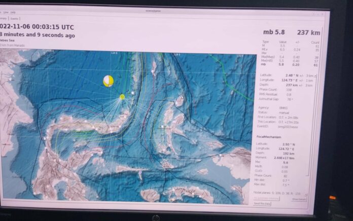 Gempa M 6,1 Guncang Kepulauan Sitaro