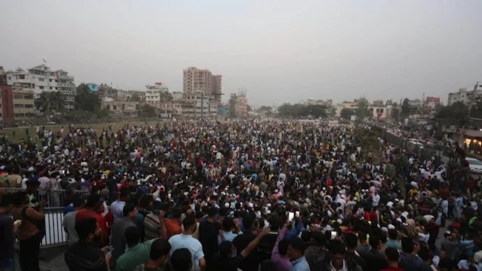 Ketegangan tinggi di ibu kota Bangladesh sebelum unjuk rasa. Foto: India Hari Ini.