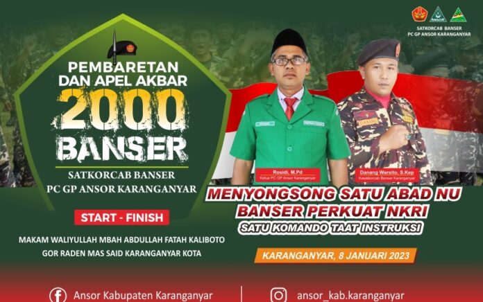 2000 Anggota Ansor Banser Karanganyar Akan Penuhi GOR Raden Mas Said