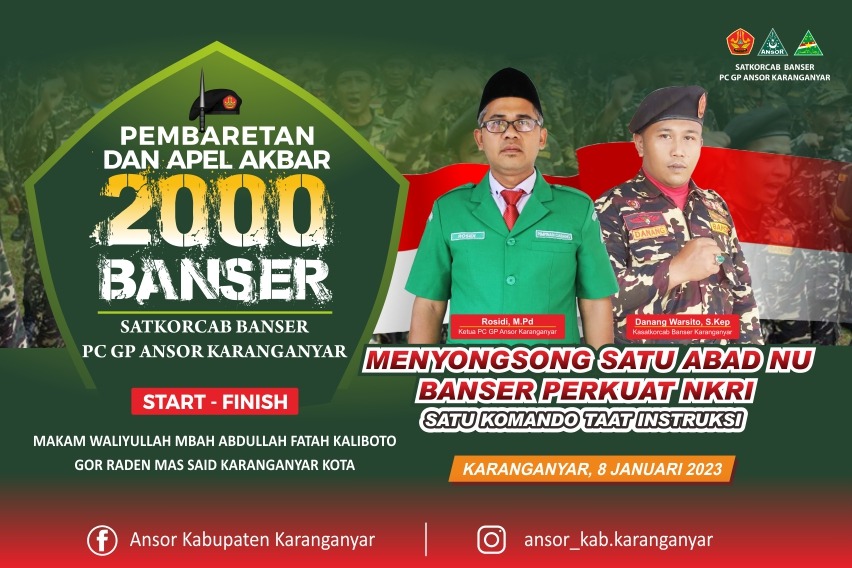 2000 Anggota Ansor Banser Karanganyar Akan Penuhi GOR Raden Mas Said