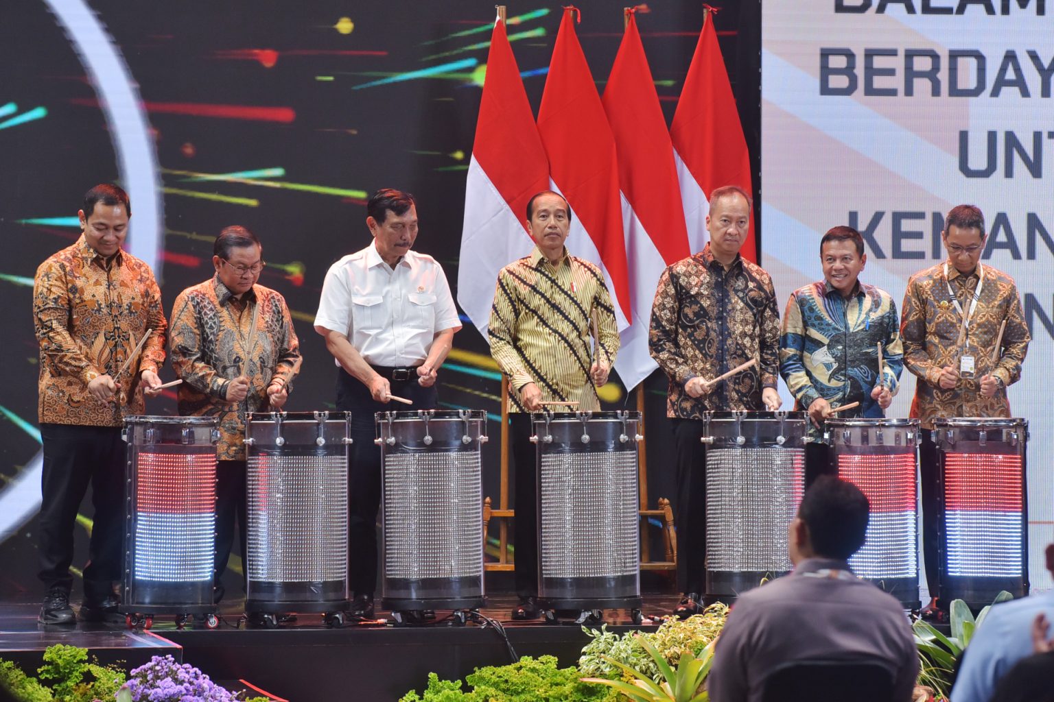 Presiden saat membuka Business Matching Produk Dalam Negeri Tahun 20223, Rabu (15/03/2023), di Istora Senayan, Gelora Bung Karno, Jakarta. (Foto: Humas Setkab)
