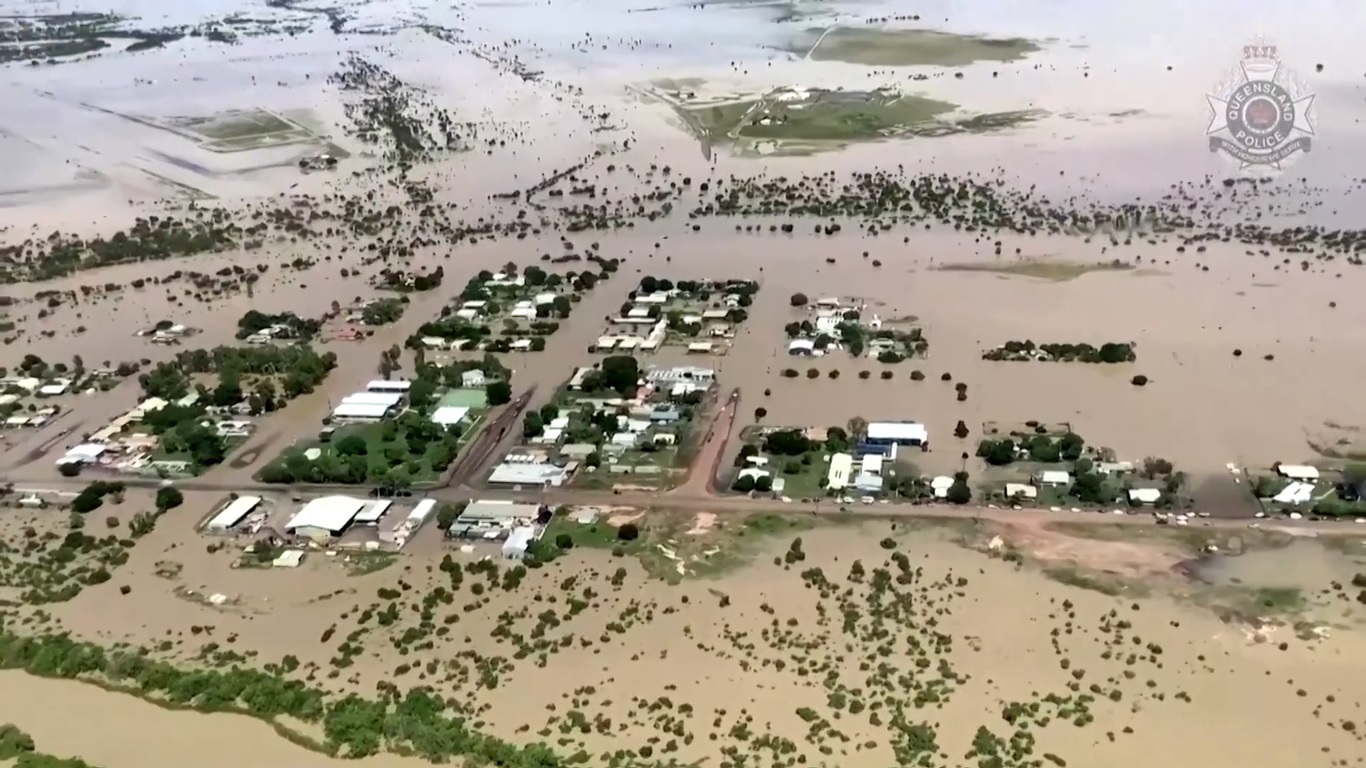 Suasana banjir di Queensland. Foto: Polisi Queensland via Reuters.