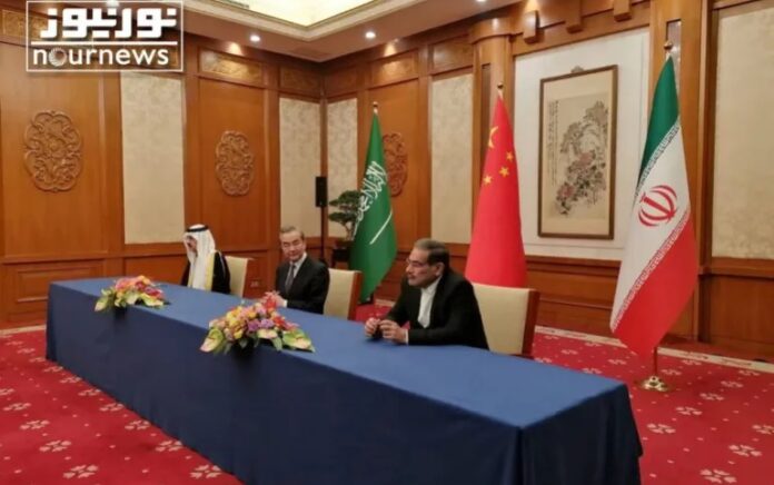 Kedua belah pihak sepakat untuk membangun kembali hubungan diplomatik dan membuka kembali kedutaan setelah bertahun-tahun ketegangan. Foto: Nournews via AP Photo.