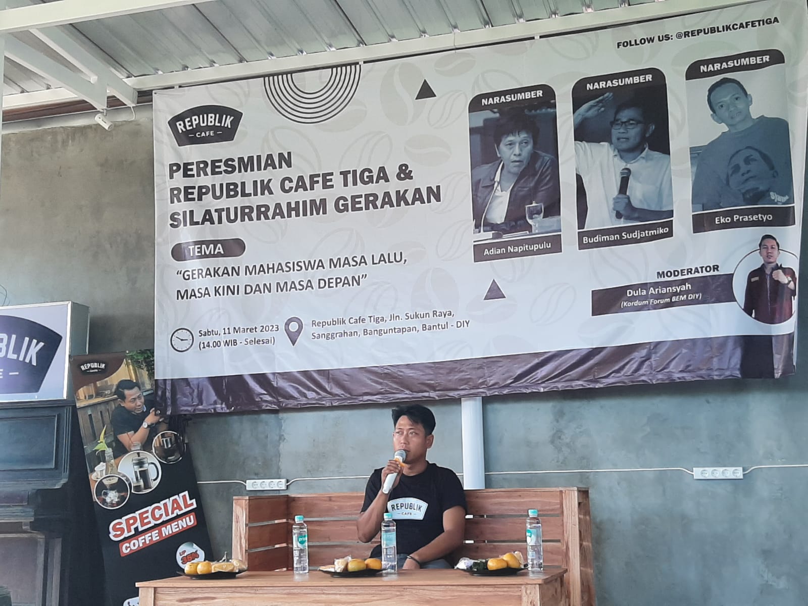 Presiden Republik Kafe, Shohibul Kafi saat menyampaikan sambutannya (Foto: Zainul/Beritabaru.co)