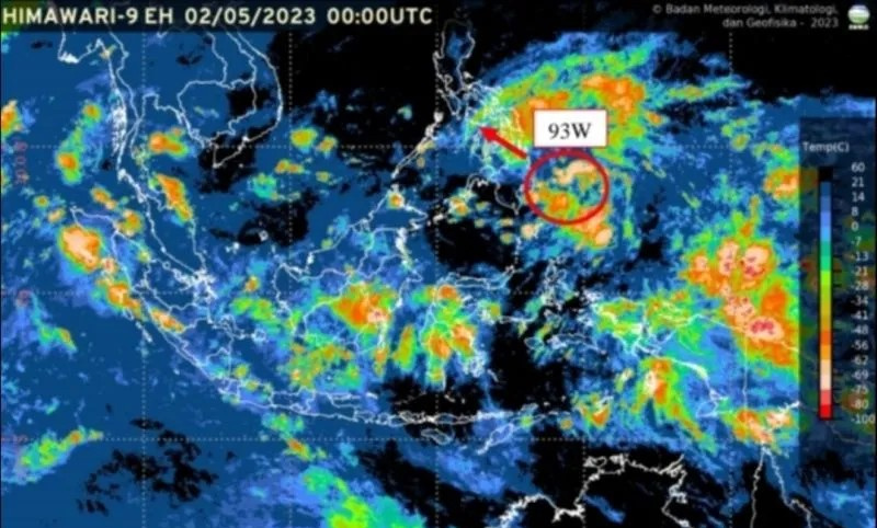 BMKG Deteksi Kemunculan Bibit Siklon 93W di Samudera Pasifik Utara