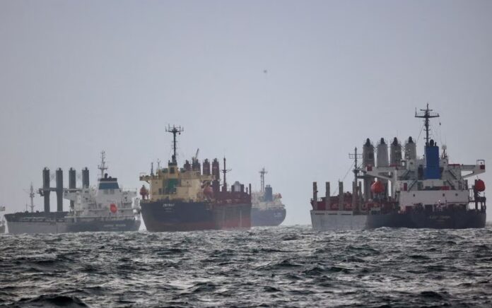 Kapal terlihat menunggu pemeriksaan di bawah Prakarsa Butir Laut Hitam PBB di pelabuhan selatan Bosphorus di Istanbul, Turki 11 Desember 2022. Foto: Reuters/Yoruk Isik/File Foto.