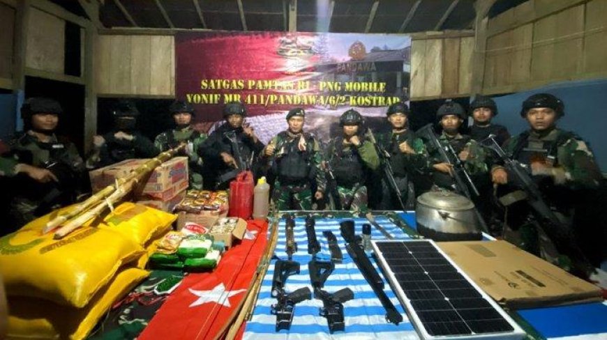 Satgas Yonif Mekanis Raider 411/Pandawa berhasil menggagalkan penyelundupan senjata untuk KKB